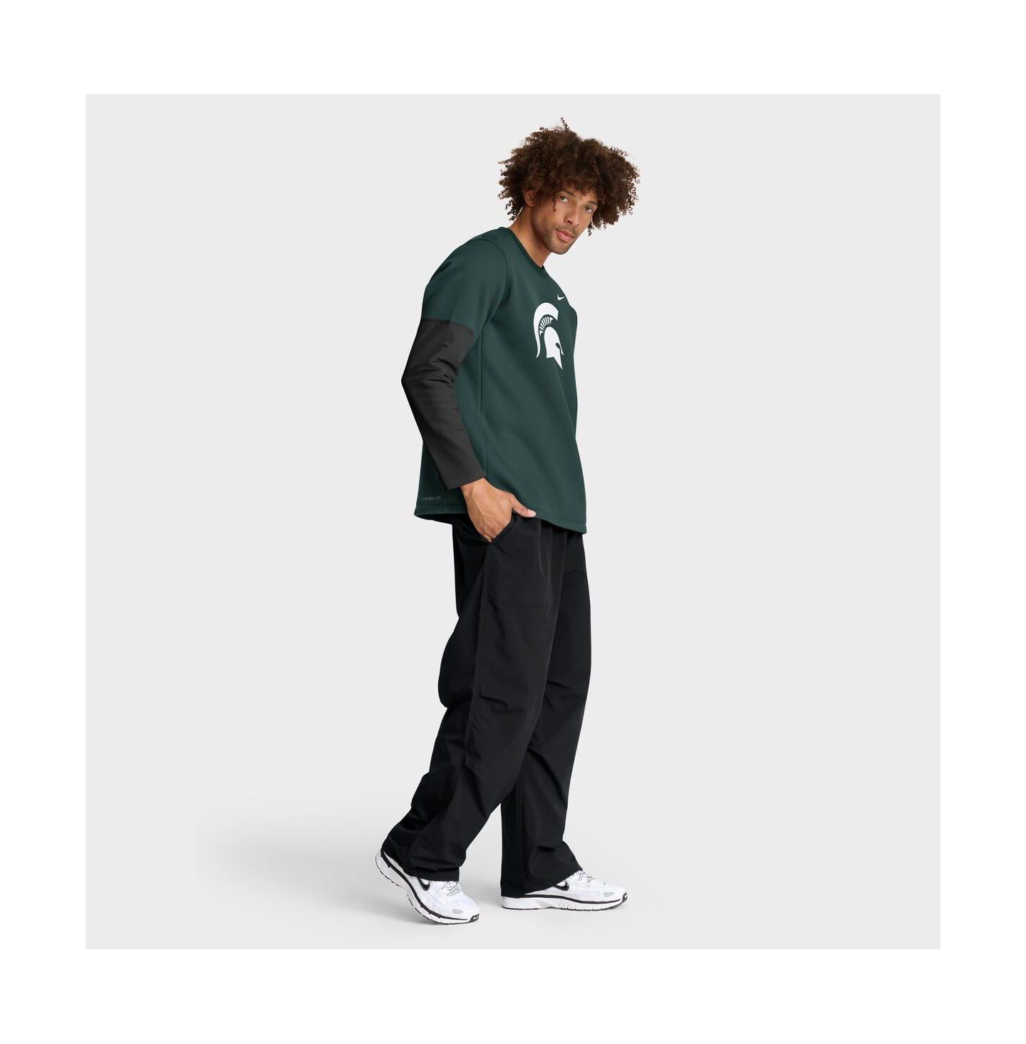 Мужская футболка Nike Green Michigan State Spartans 2025 Sideline Coach Performance Long Sleeve — фото 5