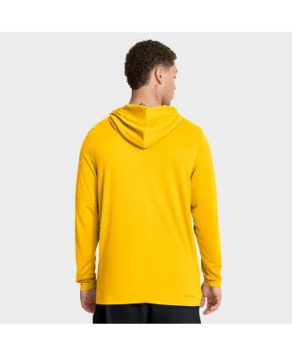 Men's Maize Michigan Wolverines 2025 Sideline Performance Long Sleeve Hoodie T-Shirt