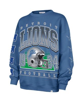 Women's Blue Detroit Lions Go Big Oversized Pullover Sweatshirt