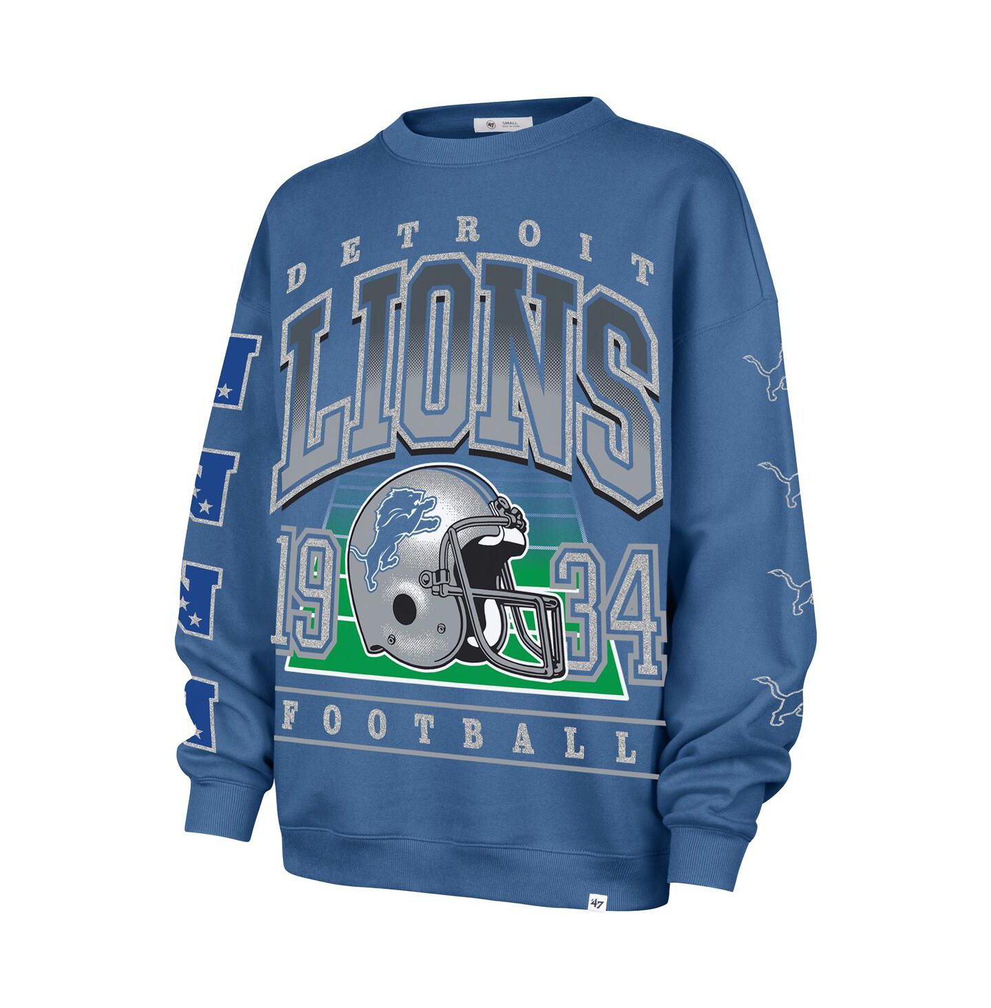 Женский свитшот '47 Brand Blue Detroit Lions Go Big Oversized Pullover — фото 2