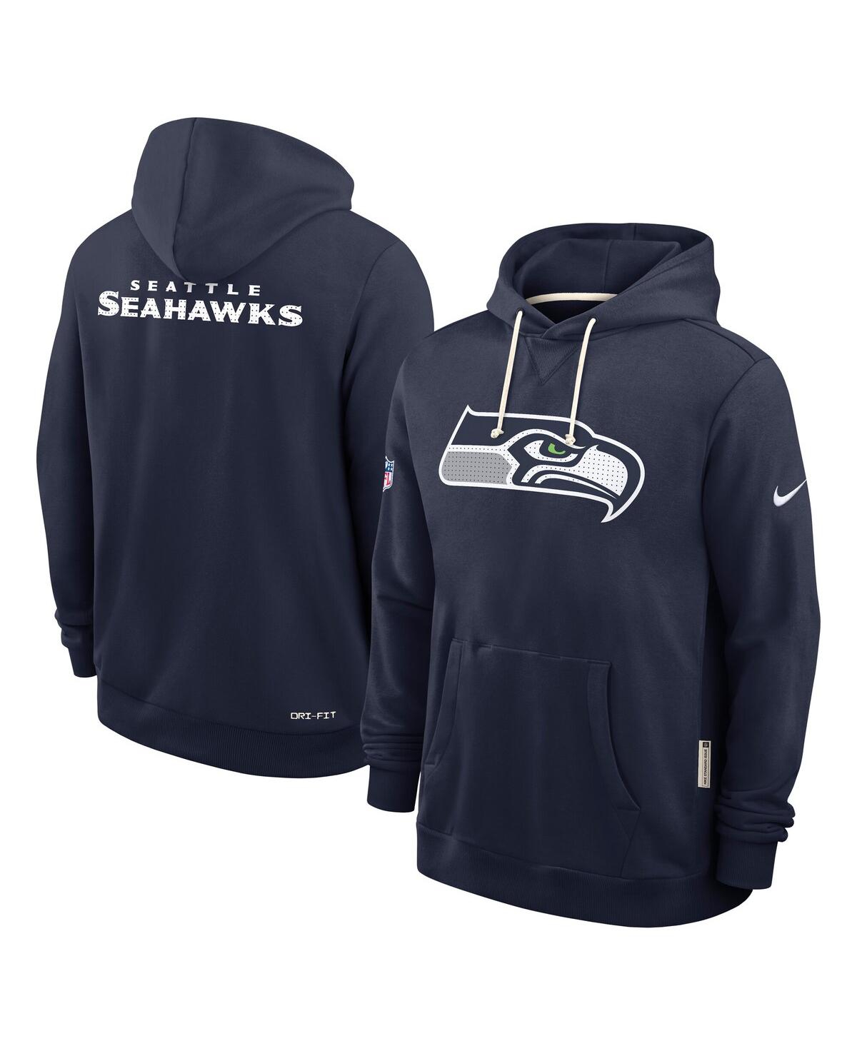 Nike College Navy Seattle Seahawks Sideline Standard Issue Initial Home Dri-fit Hoodie In Blue