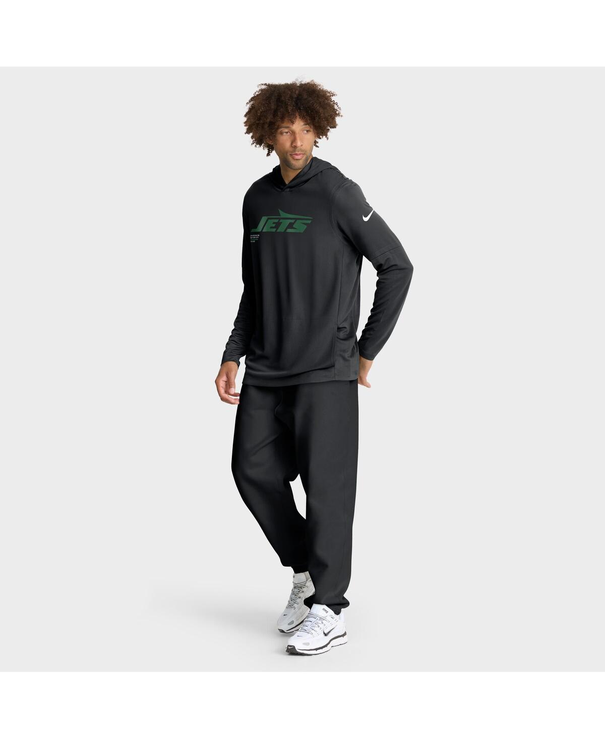 Nike New York Jets Pure Fury Sideline  Men's Dri-fit Nfl Long-sleeve Hooded Top In Gray