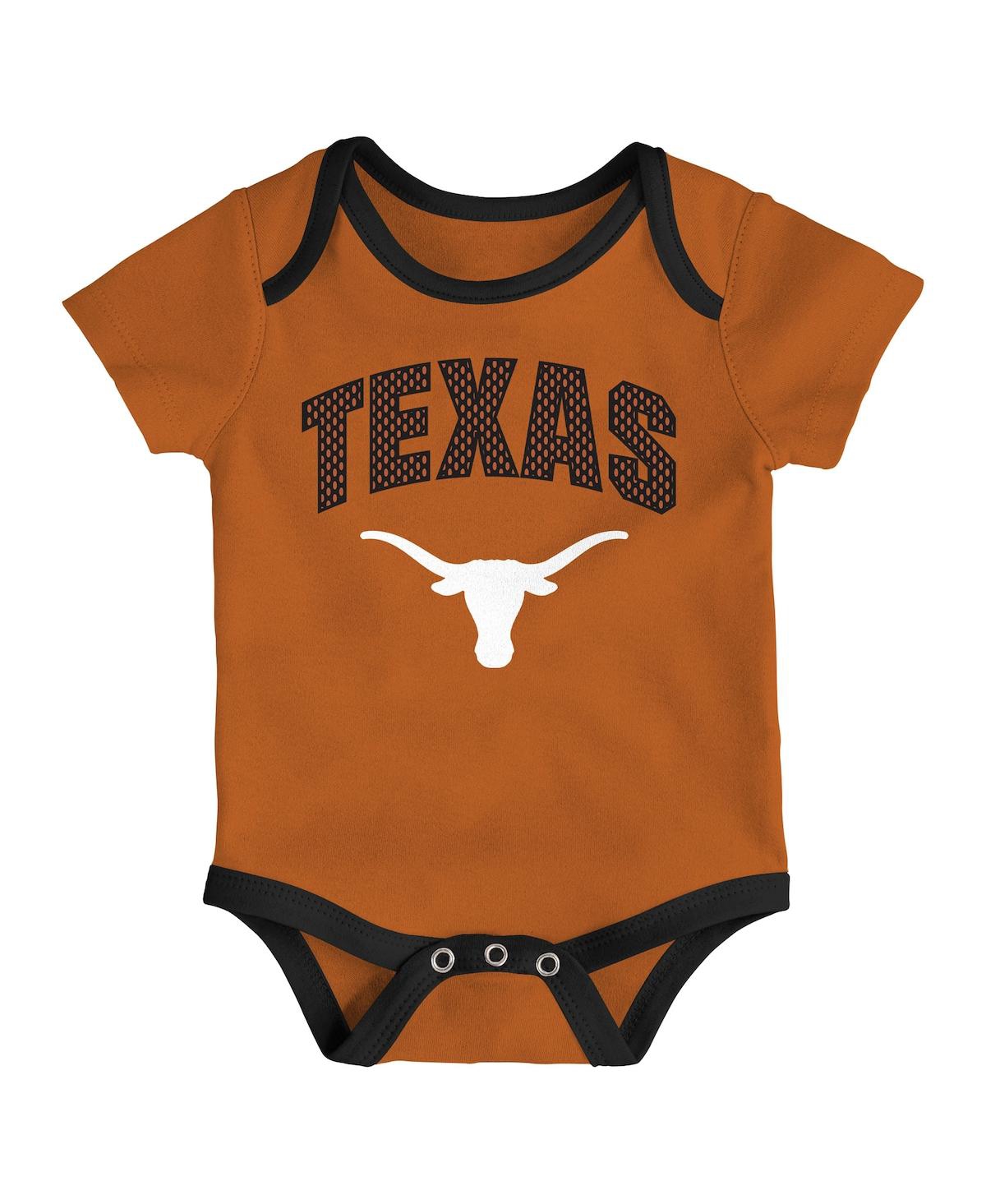 Outerstuff Baby Boys And Girls  Texas Longhorns All Day Play 3-piece Bodysuit Set In Multi
