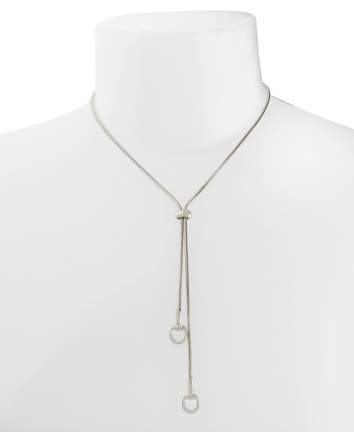Steve Madden Rhodium Collegiate Link Y-necklace In Silver