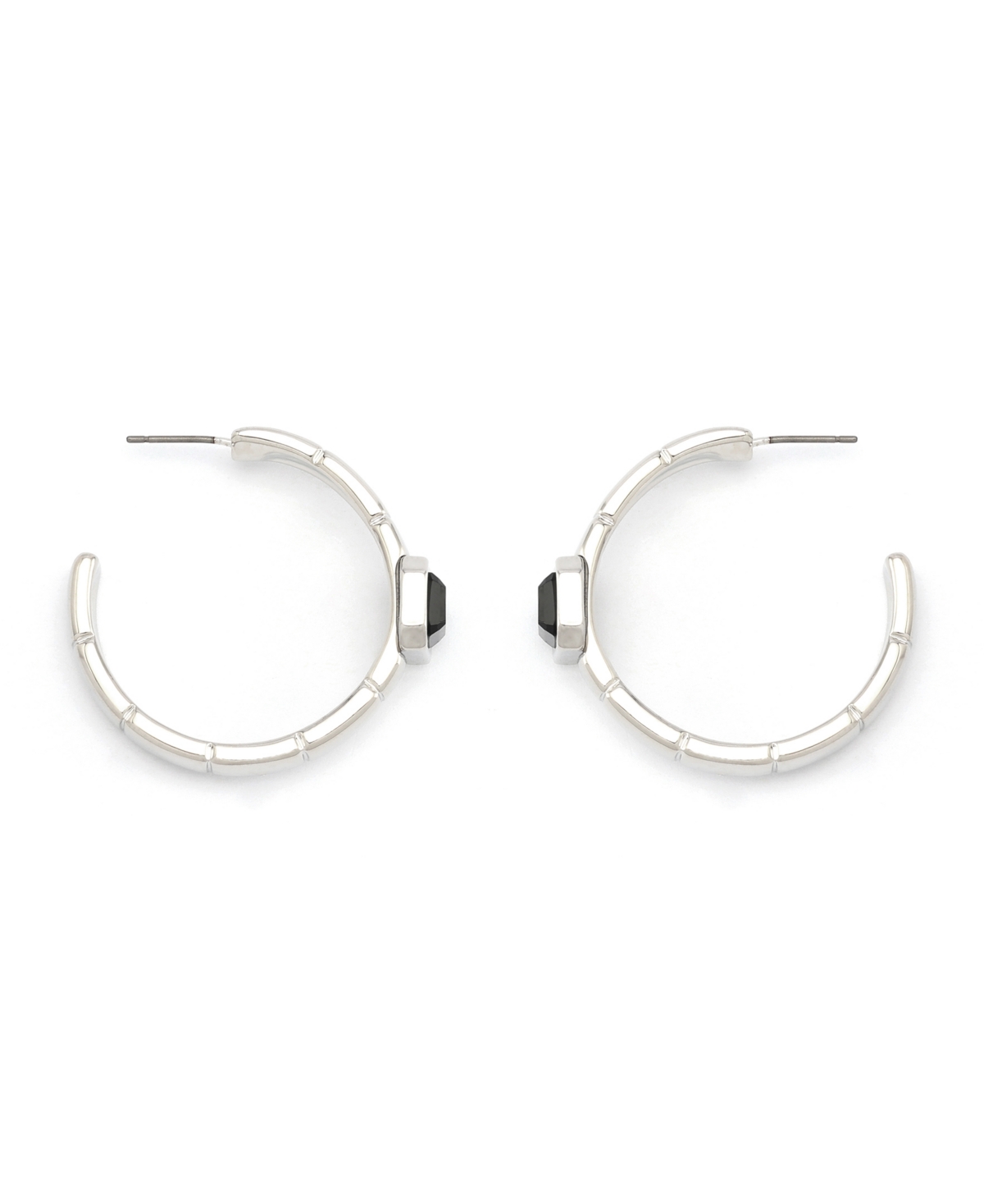 Steve Madden Faux Stone Gem Watch Chain Hoop Earrings