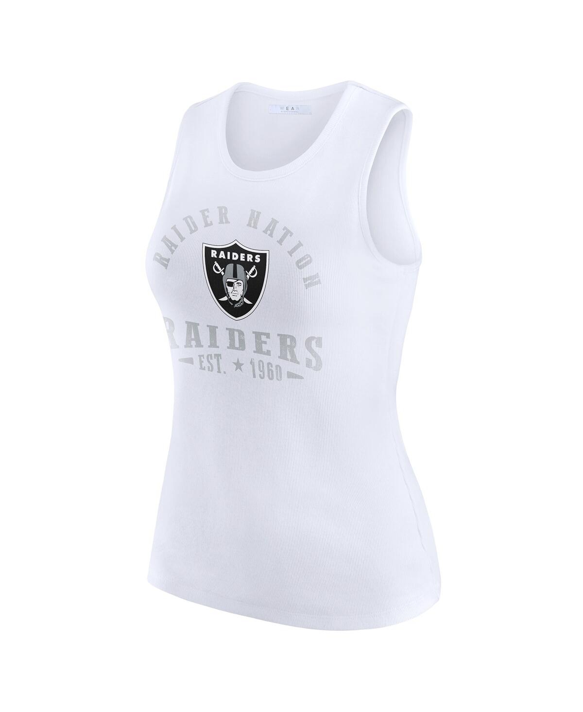 Wear By Erin Andrews Women's White Las Vegas Raiders Ribbed Graphic Tank Top In White