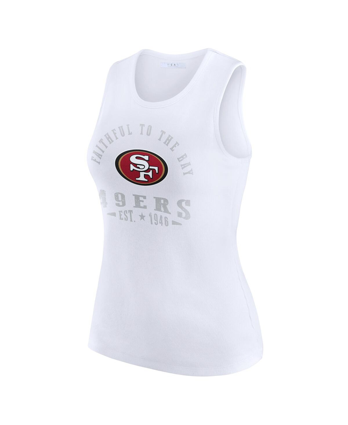 Wear By Erin Andrews White San Francisco 49ers Ribbed Graphic Tank Top In White