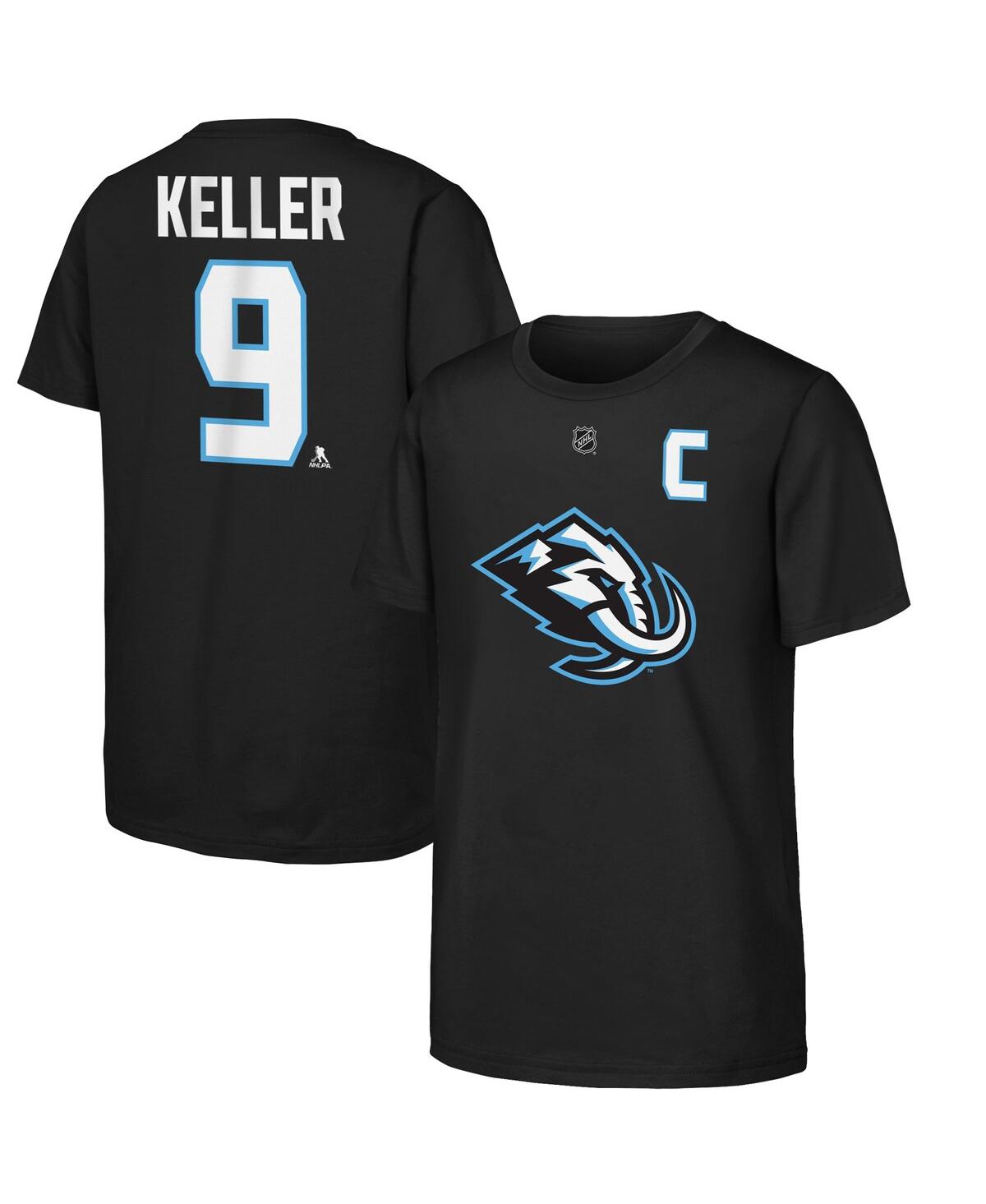 Outerstuff Big Boys And Girls  Clayton Keller Black Utah Mammoth Captain Patch Name Number T-shirt In Black