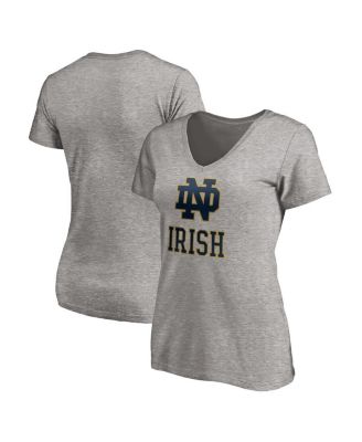 Fanatics - Women's Gray Notre Dame Fighting Irish Primary Logo V-Neck T-Shirt