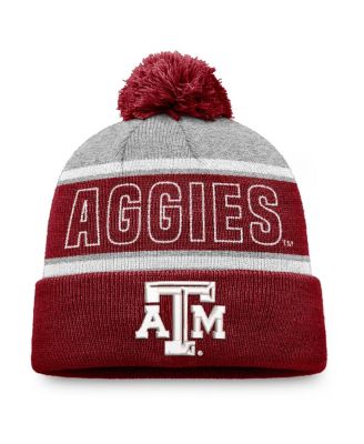 Top of the World - Men's Maroon Texas A M Aggies Two-Tone Cuffed Pom with Knit Hat
