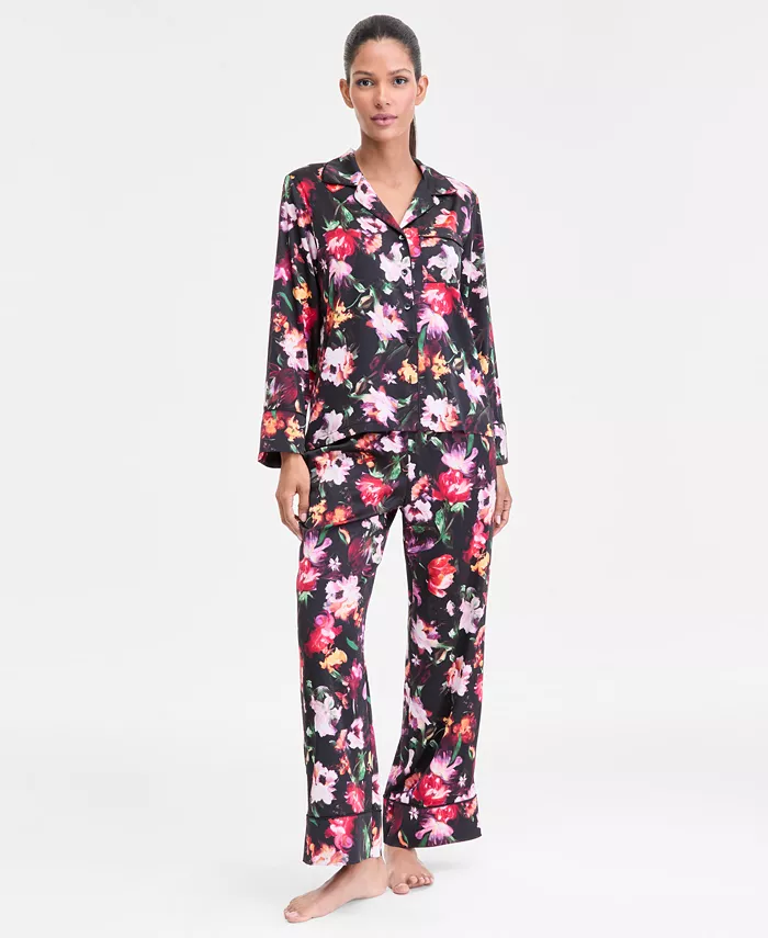 Women's Printed Satin Long Pajama Set