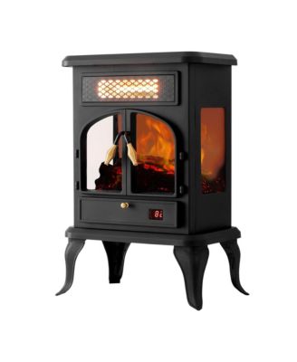 Freestanding Portable Electric Fireplace Heater w/ Remote, Dark Black