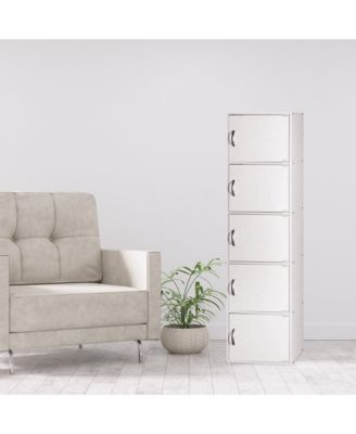 5 Shelf Home and Office Enclosed Organization Storage Cabinet, White