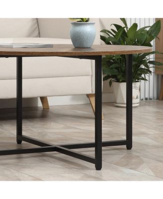 Set of 2 Round Tables with Metal Frame,