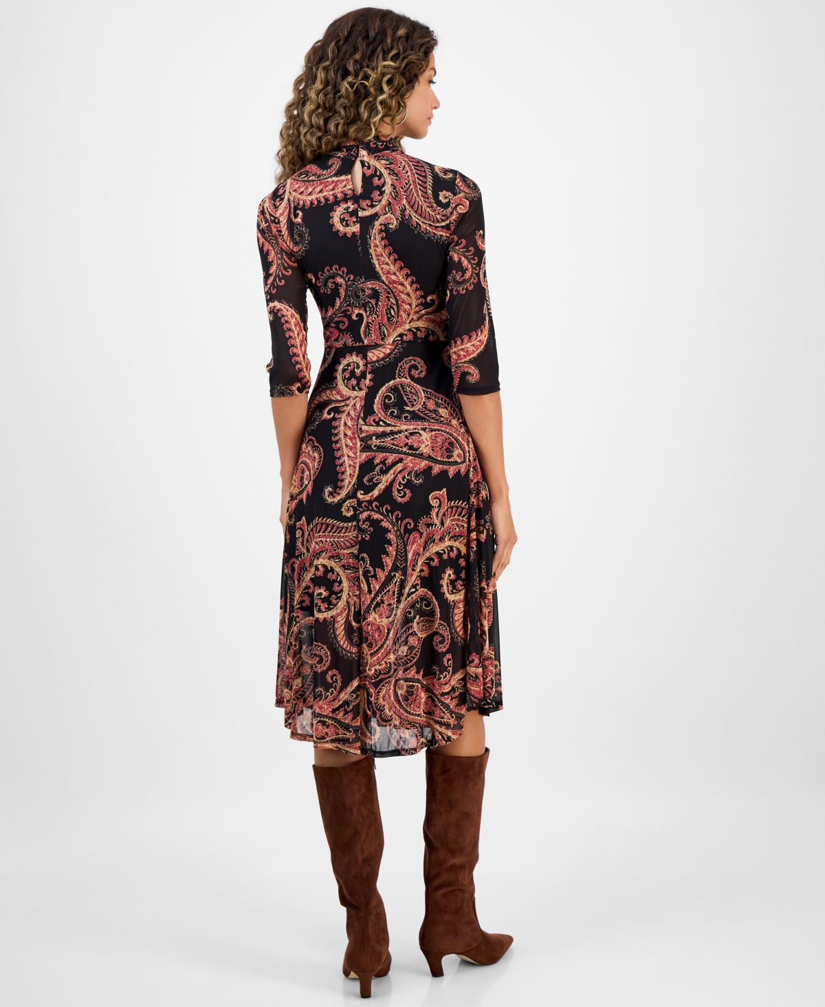 Robbie Bee Women's Printed Mock Neck Midi Dress In Multi