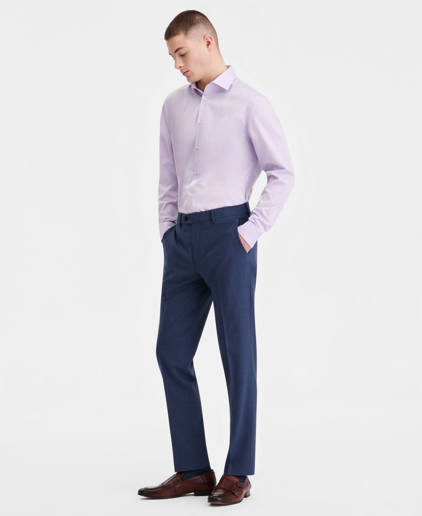 Мужские брюки Bar III Slim-Fit Wool-Blend Suit Separates, цвет: Синий — фото 2