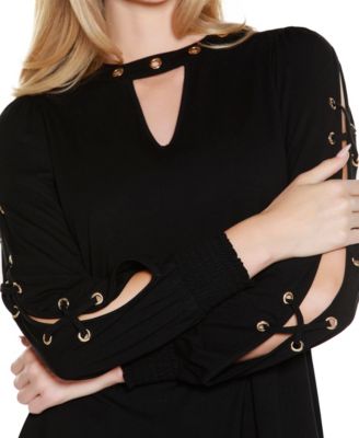 Women's Slit-Sleeve Keyhole Knit Top