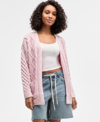 Hooked Up by IOT - Juniors' Cable-Knit Open Cardigan