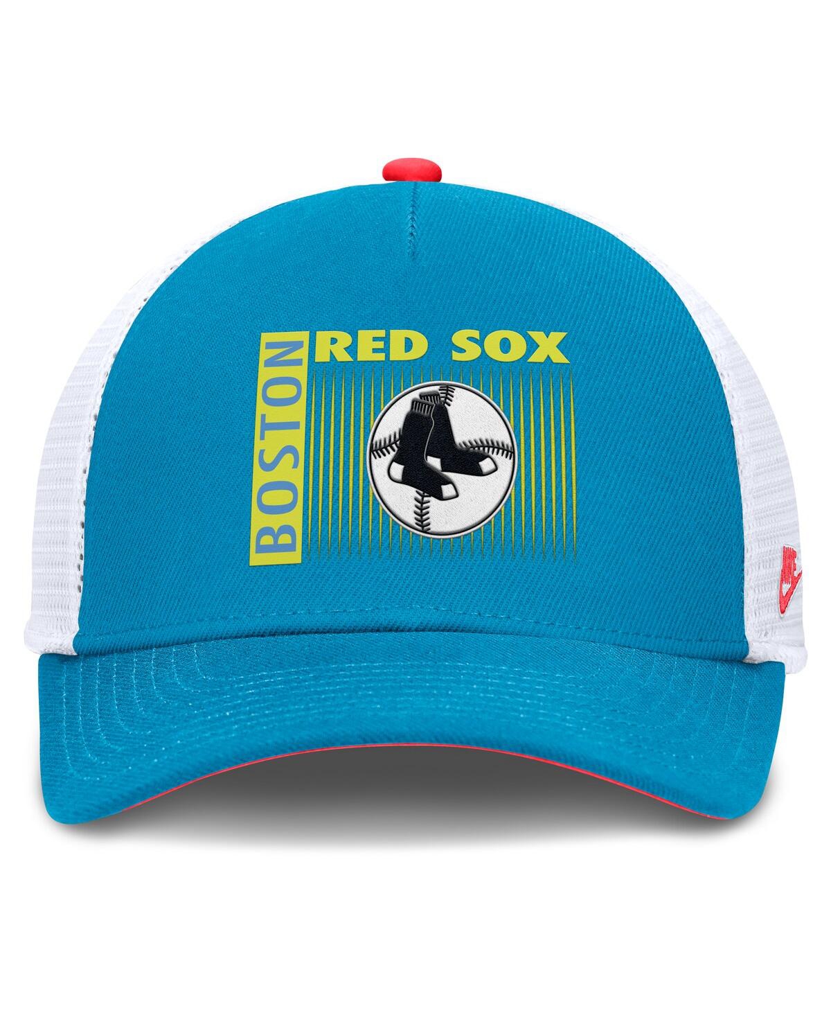 Nike Teal Boston Red Sox Neon 90s Rise Structured Performance Adjustable Trucker Hat In Blue