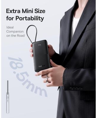 Portable Charger, 20W PD Fast Charging 10000mAh Power Bank, Built-in Braided USB C Cable Battery Pack, Travel Essentials Portable Phone Charger