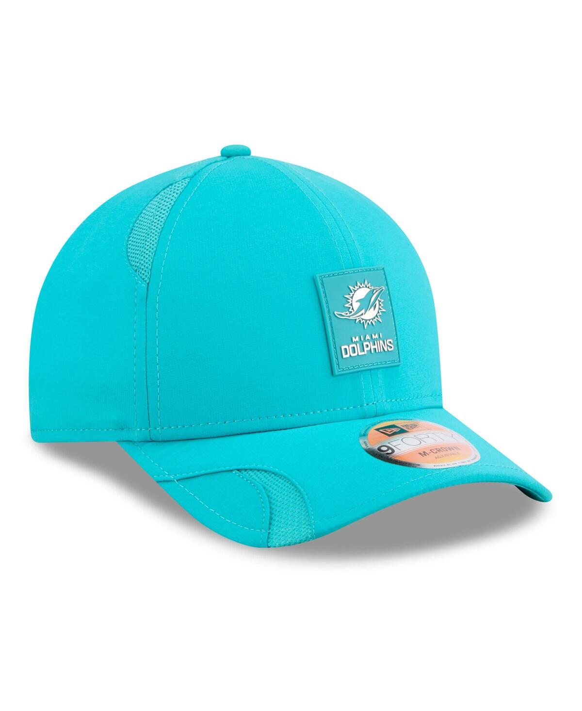 New Era Big Boys And Girls Aqua Miami Dolphins 2025 Sideline 9forty Adjustable Hat In Blue