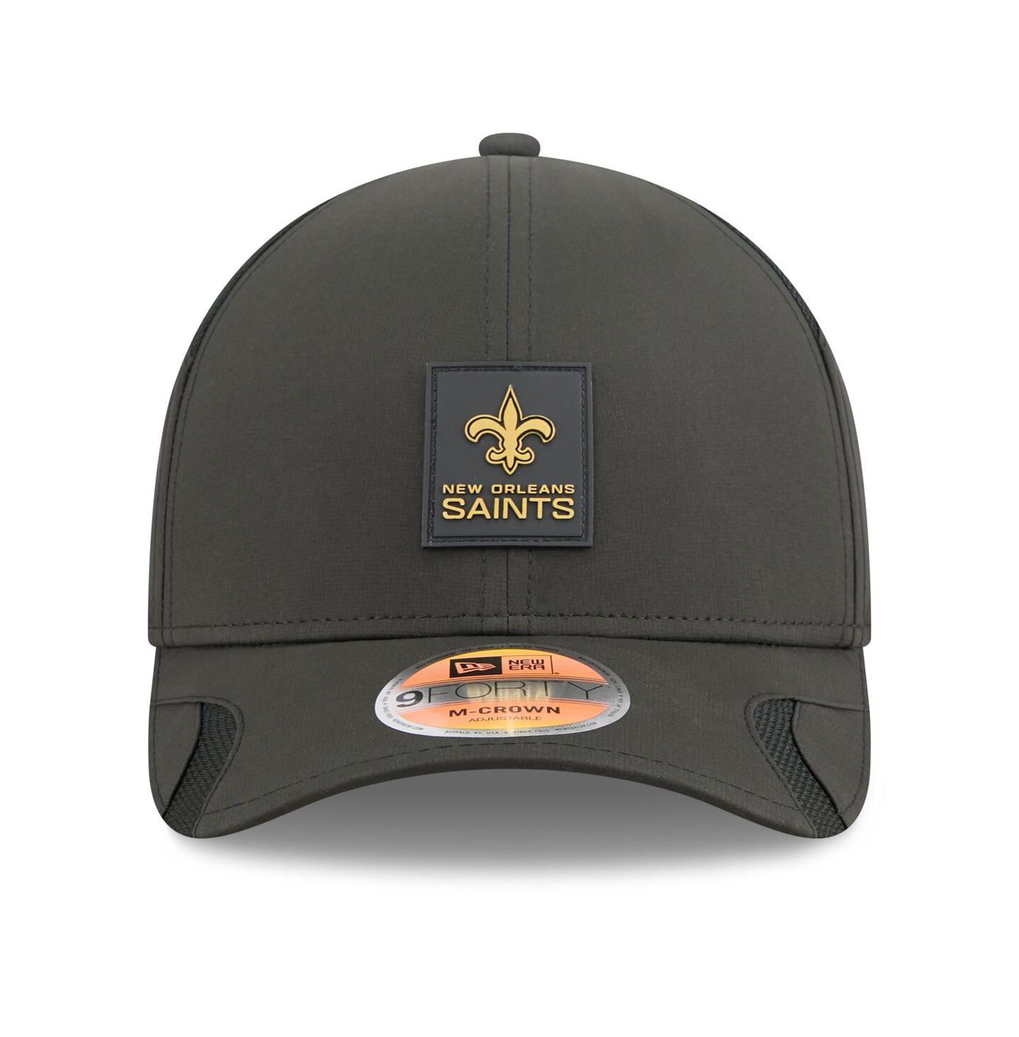 Мужская кепка New Era Black New Orleans Saints 2025 Sideline M-Crown 9FORTY Adjustable Hat — фото 5