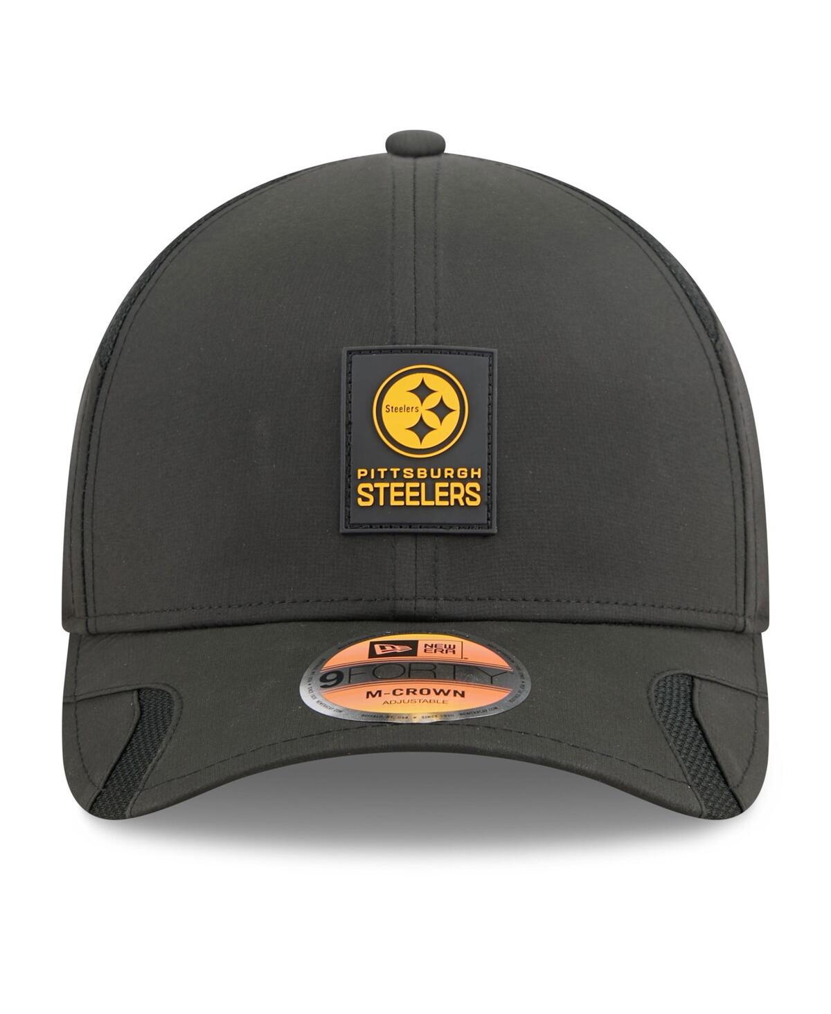 New Era Men's Black Pittsburgh Steelers 2025 Sideline M-crown 9forty Adjustable Hat In Black