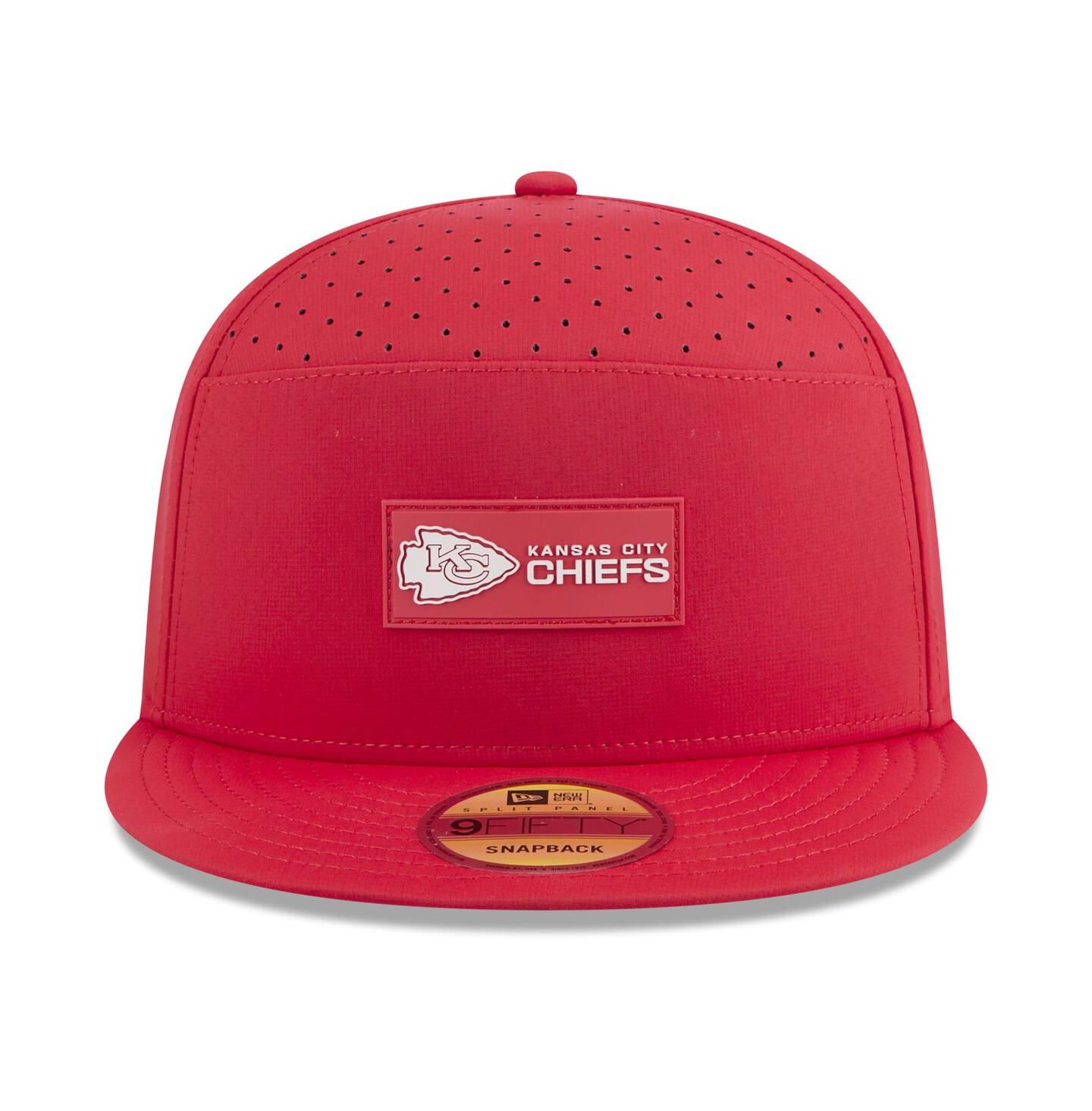 Мужская кепка New Era Red Kansas City Chiefs 2025 Sideline Split Panel 9FIFTY Snapback Hat — фото 5