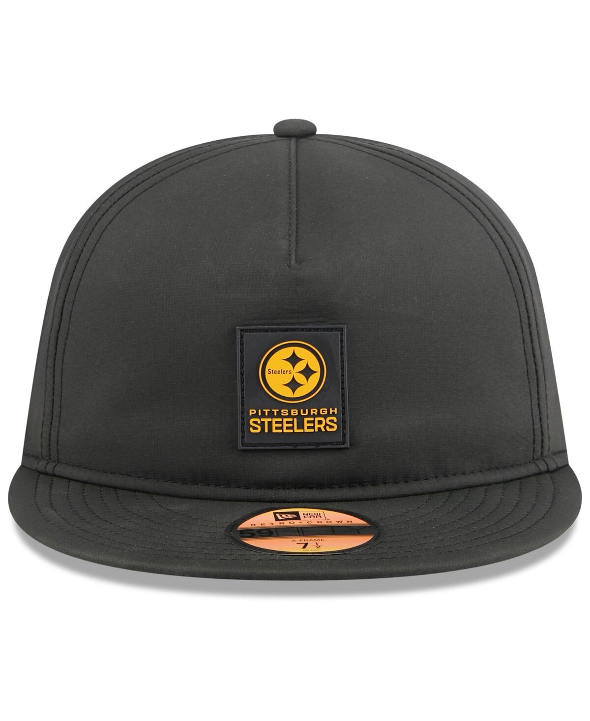 New Era Men's Black Pittsburgh Steelers 2025 Sideline Retro Crown 59fifty Fitted Hat In Black
