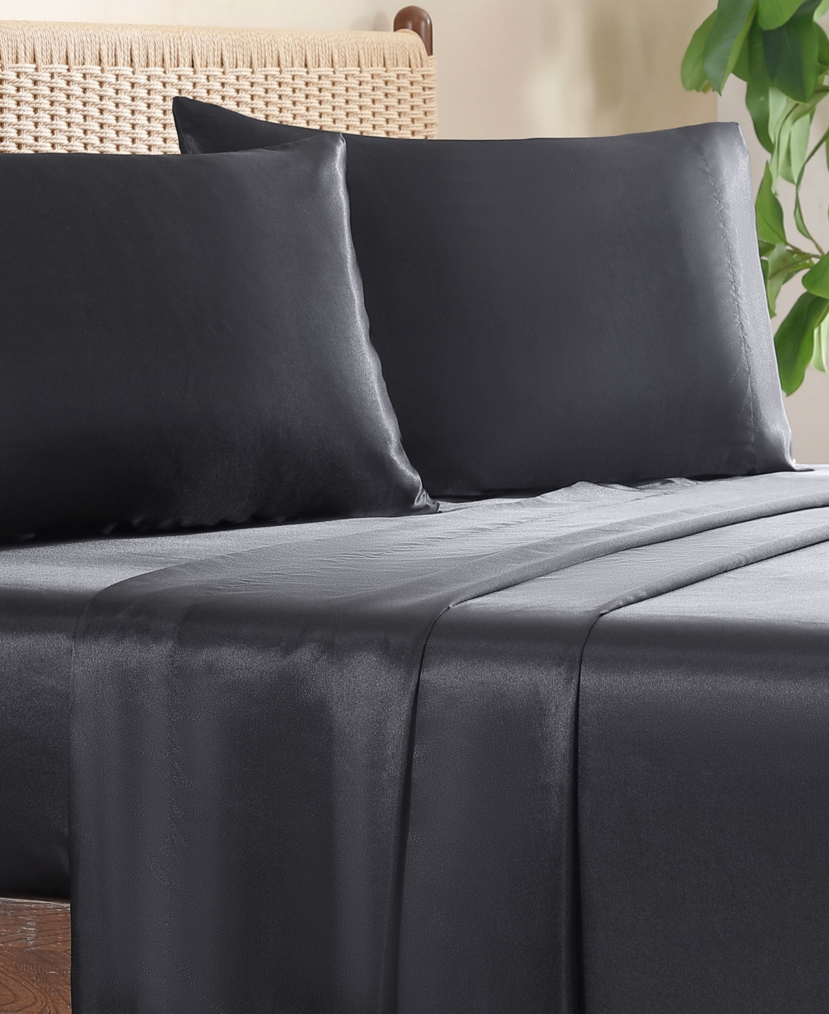 Jessica Simpson Silky Satin 4-pc. Sheet Set, King In Black
