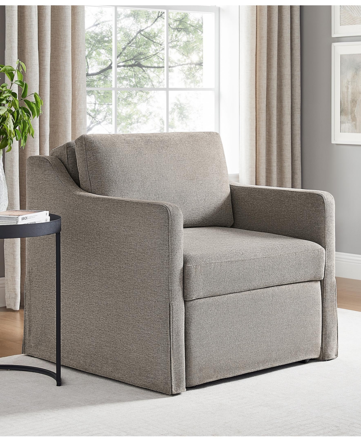Serta 35" Polyester Harley Convertible Single Sleeper Chair In Gray