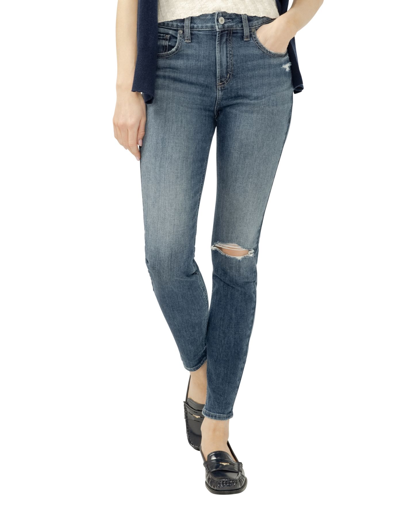 Женские джинсы скинни Silver Jeans Co. Avery с высокой посадкой, Curvy Fit, цвет: Beverly — фото 1