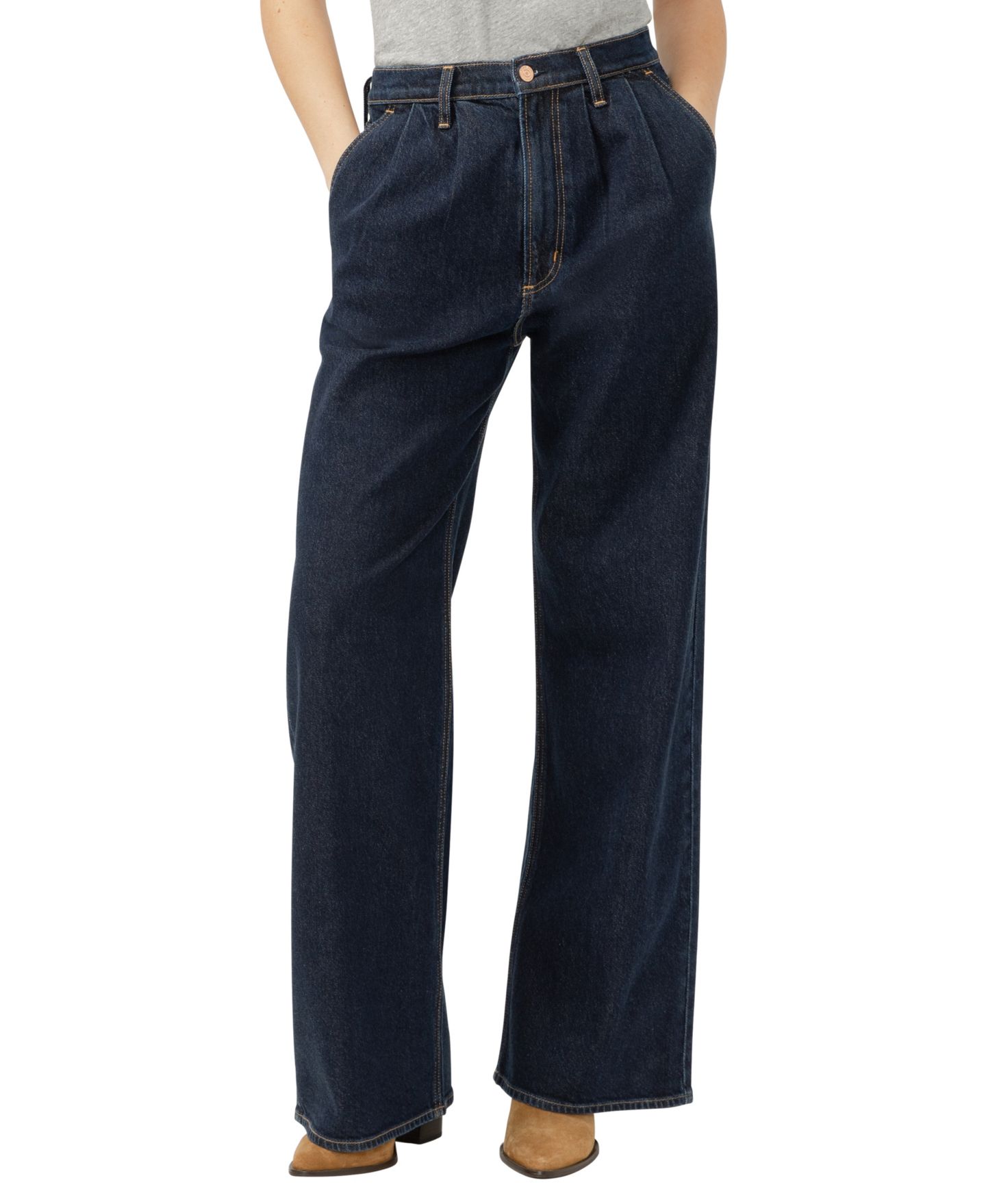 Женские джинсы Silver Jeans Co. с высокой посадкой, плиссе и штанинами-трубами, цвет: Amelia — фото 1