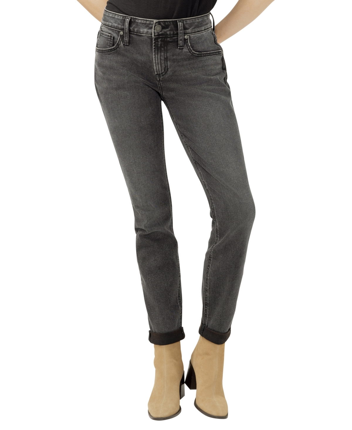 Silver Jeans Co. Mid Rise Slim Boyfriend Jeans In Gray