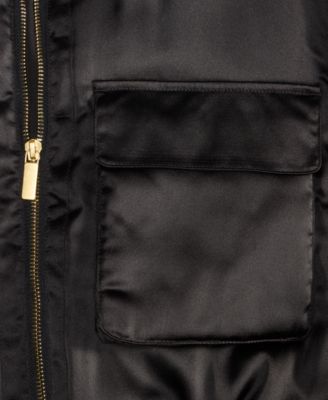 Women's Satin Shrunken Bomber Jacket