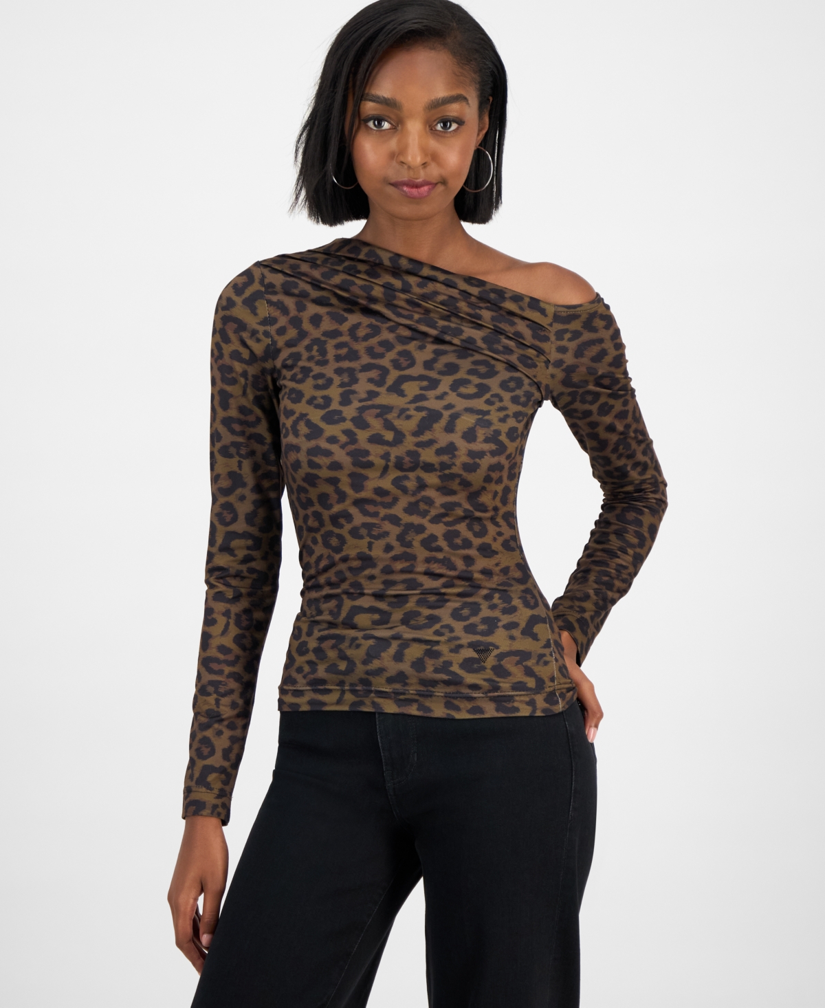 Guess Women's Anita Printed Asymmetric Top In Animal Print
