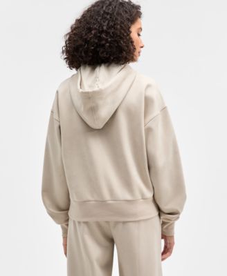 Women's Hooded Scuba Long-Sleeve Faux-Suede Sweatshirt