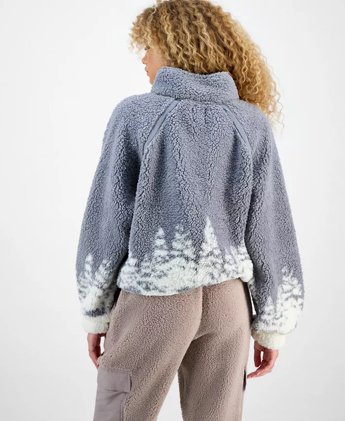 Juniors' Quarter-Zip Sherpa Jacket - thumbnail 2