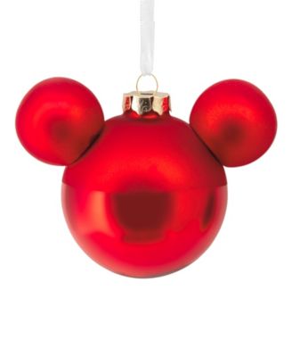Disney Mickey Mouse Ears Icon Glass Christmas Tree Ornament
