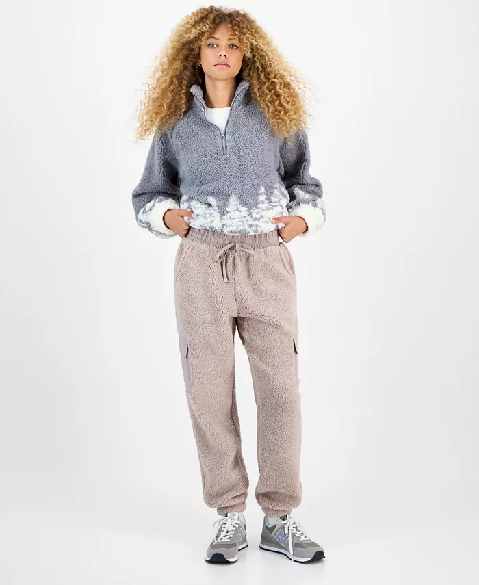 Juniors' Sherpa Cargo Jogger Pants - thumbnail 3