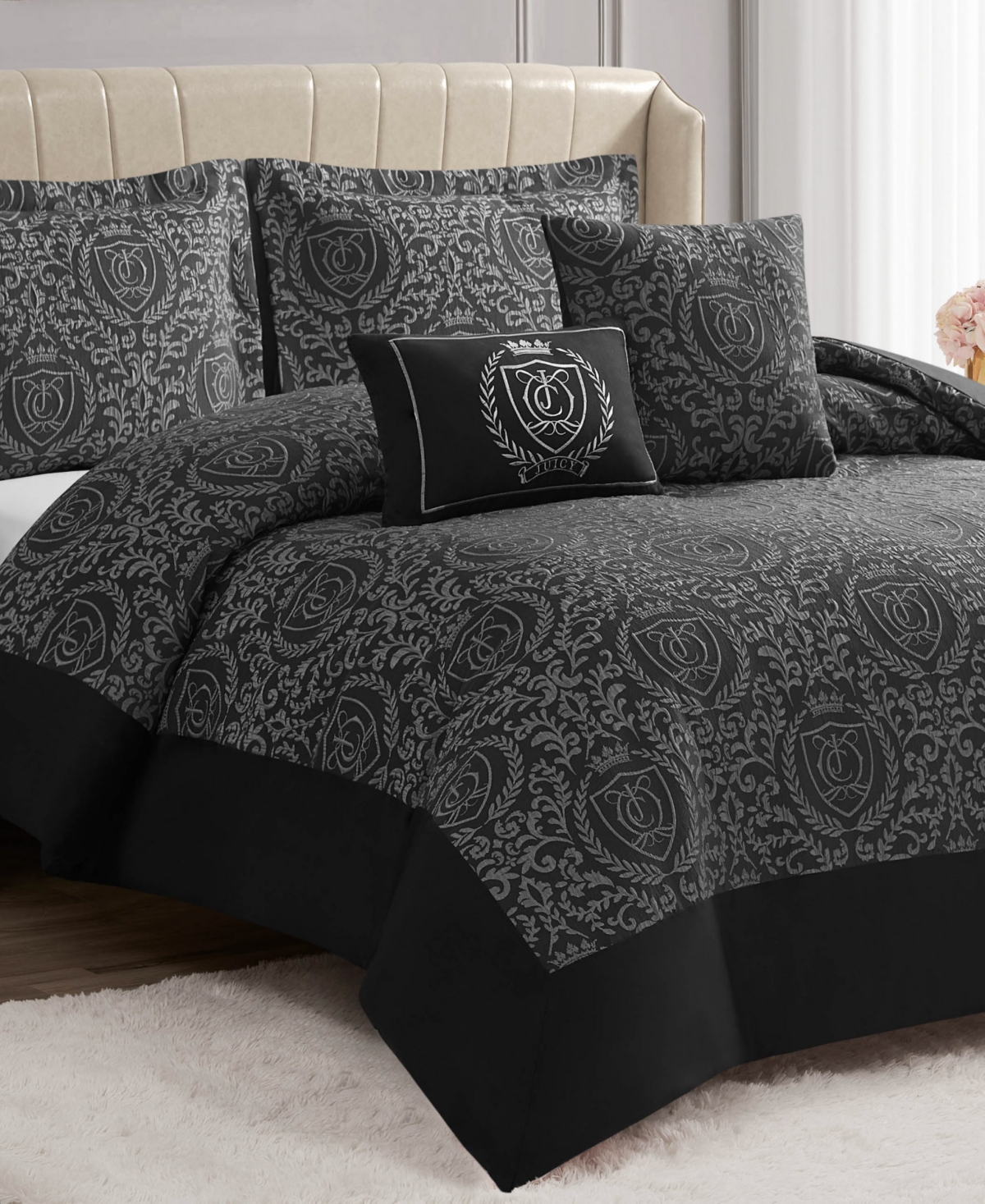 Juicy Couture Dovona 5-piece Comforter Set, King In Black