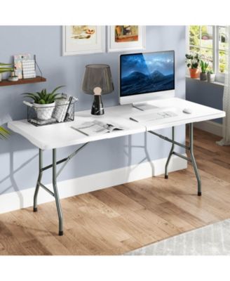 3 PCS Folding Picnic Table Set w/ 6 ft Table & 2 Benches HDPE Tabletop Bench Top