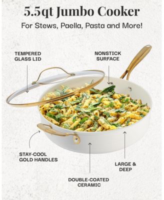 Natural Collection 5.5 Qt. Ceramic Nonstick Deep Saute Pan with Gold Handle