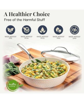 Hammered Cream 10 in. Ceramic Nonstick Frying Pan