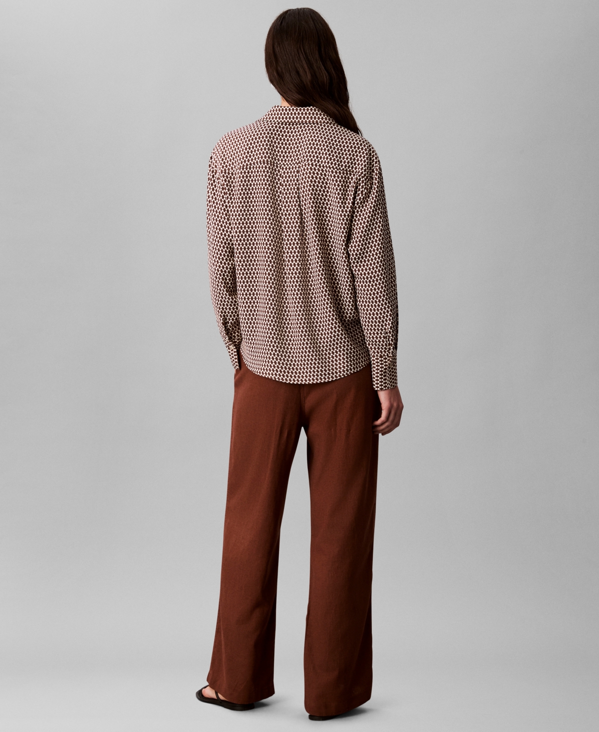Calvin Klein Women's Linen Blend Wide-leg Pants In White