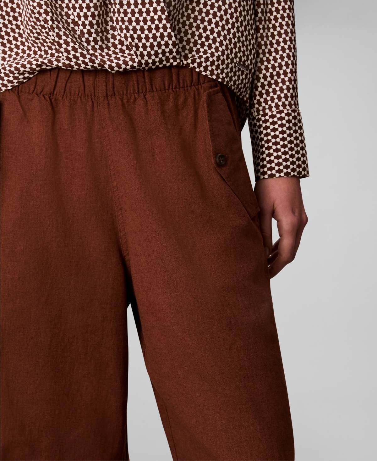 Calvin Klein Women's Linen Blend Wide-leg Pants In White