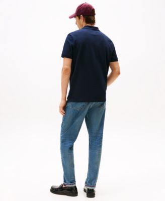 Men's Regular Fit Plaid Placket Interest Pique Polo Shirt