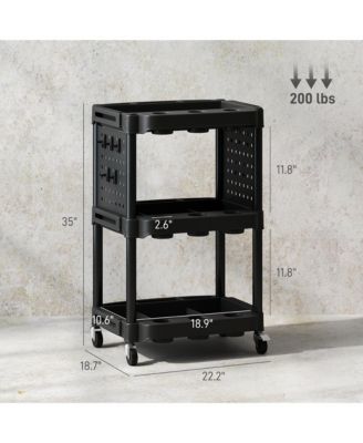 3-Tier Rolling Tool Cart with Wheels, Plastic Utility Cart,