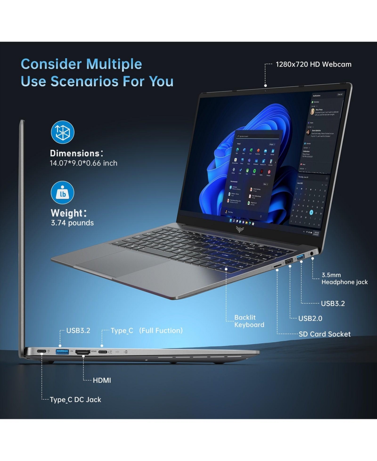 Acemagic AX16 Pro Ryzen 7 5700U Laptop with 16.1" Display