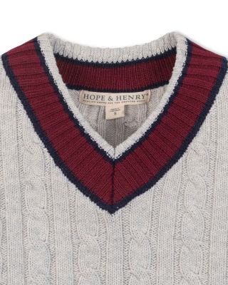 Boys Organic Long Sleeve V-Neck Cricket Sweater